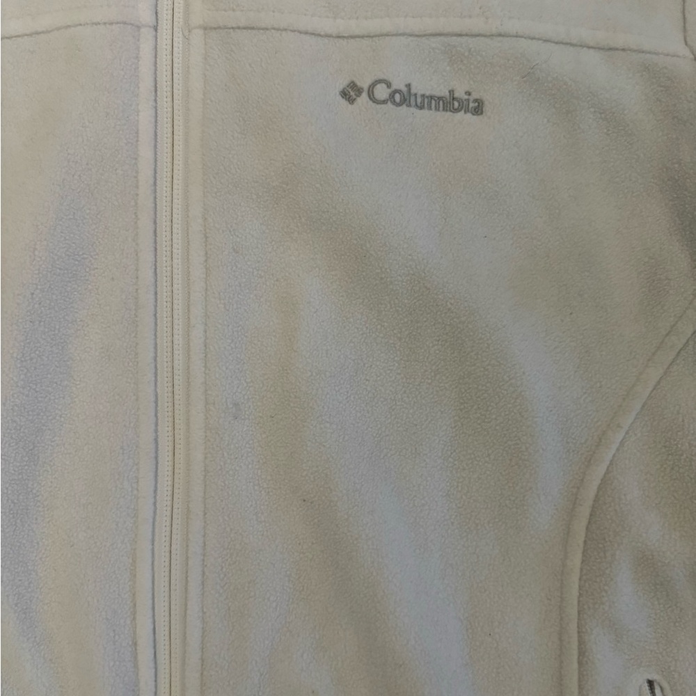 Columbia Fleece Jacket Women’s Medium White Zipper Closure Pockets STAINED Paint - Picture 4 of 10
